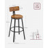 VASAGLE Set de 2 scaune de bar inalte cu spatar, cadru din otel, industrial, 54x99cm, maro rustic [5]