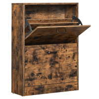 VASAGLE Dulap pantofi cu 2 usi rabatabile, din MDF, pentru 8-12 perechi, 60x24x84cm, maro rustic VASAGLE Dulap pantofi cu 2 usi rabatabile, din MDF, pentru 8-12 perechi, 60x24x84cm, maro rustic