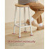 VASAGLE Set 2 scaune bar inalte, sezut rotund, cadru din otel, inaltime 65 cm, stil industrial, stejar bej [5]