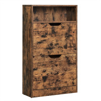 VASAGLE Dulap pantofi cu 2 usi flip, separator reglabil si detasabil, pentru 8-12 perechi, 24x60x102cm, maro rustic