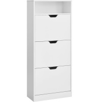 VASAGLE Dulap pantofi cu 3 usi rabatabile, pentru 14-18 perechi, 60x24x130 cm, alb VASAGLE Dulap pantofi cu 3 usi rabatabile, pentru 14-18 perechi, 60x24x130 cm, alb