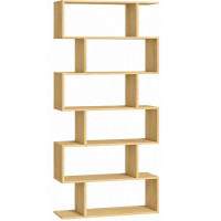 Biblioteca pentru living, dormitor sau birou, cu 6 rafturi pentru organizarea cartilor si expunerea decoratiunilor, design geometric, 70x24x192 cm, ma