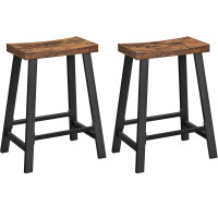 VASAGLE Set 2 scaune bar cu sezut curbat, cadru metalic, 46x33x60 cm, maro rustic VASAGLE Set 2 scaune bar cu sezut curbat, cadru metalic, 46x33x60 cm, maro rustic