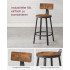 VASAGLE Set de 2 scaune de bar inalte cu spatar, cadru din otel, industrial, 51x89cm, maro rustic [8]