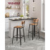 VASAGLE Set 2 scaune de bar, inalte cu spatar, industrial, 45x45x102cm, maro rustic si negru [4]