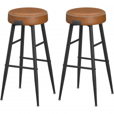 VASAGLE Set 2 scaune bar Ekho, tapitate PU, inaltime sezut 76 cm, 52x76 cm, maro caramel
