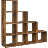 VASAGLE Biblioteca cu 10 compartimente, unitate de depozitare pentru decoratiuni, din lemn, 29x129x129cm, maro rustic