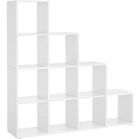 VASAGLE Biblioteca cu 10 compartimente, unitate de depozitare pentru decoratiuni, din lemn, 29x129x129cm, alb VASAGLE Biblioteca cu 10 compartimente, unitate de depozitare pentru decoratiuni, din lemn, 29x129x129cm, alb