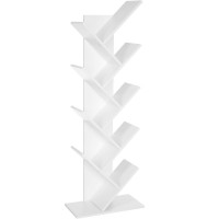 VASAGLE Biblioteca de podea cu 8 etaje, cu rafturi din lemn in forma V, 25x141x50cm, alb VASAGLE Biblioteca de podea cu 8 etaje, cu rafturi din lemn in forma V, 25x141x50cm, alb