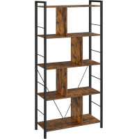 VASAGLE Biblioteca din lemn cu 5 nivele, stil industrial, 30x74x150cm, maro rustic VASAGLE Biblioteca din lemn cu 5 nivele, stil industrial, 30x74x150cm, maro rustic