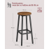 VASAGLE Set 2 scaune bar inalte, sezut rotund, cadru din otel, inaltime 74 cm, stil industrial, maro rustic si negru [4]