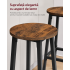 VASAGLE Set 2 scaune bar inalte, sezut rotund, cadru din otel, inaltime 74 cm, stil industrial, maro rustic si negru [6]