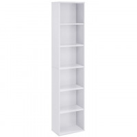 VASAGLE Biblioteca verticala 40x24x179 cm, 6 rafturi din care 4 reglabile, PAL alb mat