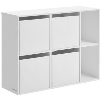 SONGMICS Etajera 6 compartimente, 4 sertare textile, PAL si MDF, 27x83x92 cm, alb SONGMICS Etajera 6 compartimente, 4 sertare textile, PAL si MDF, 27x83x92 cm, alb