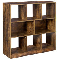 VASAGLE Biblioteca, raft cu 8 unitati de depozitare, pentru living, din lemn, 97x30x100cm, maro rustic
