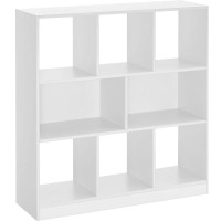 VASAGLE Biblioteca, raft cu 8 unitati de depozitare, pentru living, din lemn, 30x98x100cm, alb