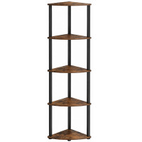 SONGMICS Etajera de colt cu 5 rafturi, cadru metalic, 38x27x139 cm, maro rustic