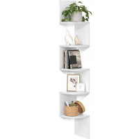 VASAGLE Raft de colt plutitor pe 5 niveluri, din lemn, 20x20x128cm, alb VASAGLE Raft de colt plutitor pe 5 niveluri, din lemn, 20x20x128cm, alb