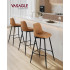 VASAGLE Set 2 scaune de bar, spatar ergonomic din piele ecologica, cadru metalic, 50x50x99 cm, maro caramel [2]