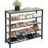 VASAGLE Raft de pantofi metalic, cu 4 nivele plus polita superioara, stil industrial, 100x30x93cm, gri si negru [10]