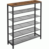 VASAGLE Etajera pantofi cu 5 rafturi si polita superioara, 100x30x110 cm, maro rustic