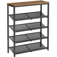 VASAGLE Raft de pantofi, 5 nivele reglabile din plasa, pentru 12-16 perechi, 75x28x93 cm, maro rustic VASAGLE Raft de pantofi, 5 nivele reglabile din plasa, pentru 12-16 perechi, 75x28x93 cm, maro rustic