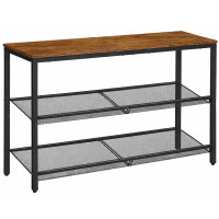 VASAGLE Etajera pantofi cu 3 niveluri, rafturi metalice reglabile si blat superior, stil industrial, 75x28x53 cm, maro rustic