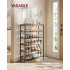 VASAGLE Etajera pantofi 6 niveluri, rafturi metalice reglabile, blat din PAL, stil industrial, 75x28x114 cm, maro rustic [2]
