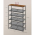 VASAGLE Etajera pantofi 6 niveluri, rafturi metalice reglabile, blat din PAL, stil industrial, 75x28x114 cm, maro rustic [4]