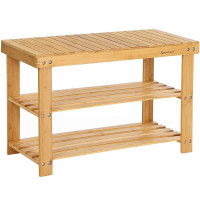 SONGMICS Raft de depozitare din bambus, cu 3 niveluri, 28x70x45cm, maro SONGMICS Raft de depozitare din bambus, cu 3 niveluri, 28x70x45cm, maro