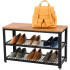VASAGLE Banca pantofi cu 2 rafturi, cadru metalic si sezut din PAL, stil industrial, 73x30x45 cm, stejar si negru [3]