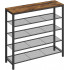 VASAGLE Raft de pantofi, cu 4 rafturi din plasa, cadru din otel, industrial, 30x100x92cm, maro rustic si negru [7]