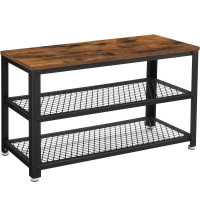 VASAGLE Raft pentru pantofi cu 2 polite, 73x30x45cm, otel, stil industrial, maro rustic si negru