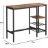 VASAGLE Masa inalta de bar, cu suport pentru sticle si pahare de vin, 110x40x90cm, maro rustic si negru [2]