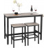 VASAGLE Set masa bar cu 2 scaune, cadru metalic, stil industrial, 120x60x90 cm, gri stejar [3]
