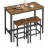 VASAGLE Set masa de bar cu 2 scaune, cadru din otel, blat lemn, stil industrial, 120x60x90cm, maro rustic [3]