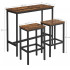 VASAGLE Set masa de bar cu 2 scaune, cadru din otel, blat lemn, design industrial, 100x40x90cm, maro rustic si negru [6]