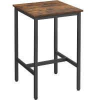 VASAGLE Masa de bar pentru bucatarie, patrata, inalta, cadru de otel, 60x60x92cm, stil industrial, maro rustic si negru VASAGLE Masa de bar pentru bucatarie, patrata, inalta, cadru de otel, 60x60x92cm, stil industrial, maro rustic si negru