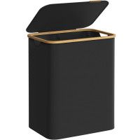 SONGMICS Cos de rufe textil, pliabil, cu 2 compartimente detasabile, 130L, 52x39x71 cm, negru SONGMICS Cos de rufe textil, pliabil, cu 2 compartimente detasabile, 130L, 52x39x71 cm, negru