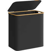 SONGMICS Cos de rufe textil, pliabil, cu 3 compartimente detasabile, 150L, 60x39x71 cm, negru SONGMICS Cos de rufe textil, pliabil, cu 3 compartimente detasabile, 150L, 60x39x71 cm, negru