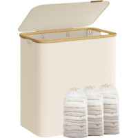 SONGMICS Cos de rufe textil, pliabil, cu 3 compartimente detasabile, 150L, 60x39x71 cm, crem