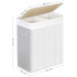SONGMICS Cos de rufe din bambus cu capac, 2 compartimente, sac detasabil, volum 100L, 52x32x62cm, alb [5]