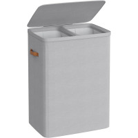 SONGMICS Cos rufe cu 2 compartimente si capac, saci detasabili cu maner, 170 litri, 56x40x75 cm, gri SONGMICS Cos rufe cu 2 compartimente si capac, saci detasabili cu maner, 170 litri, 56x40x75 cm, gri