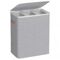 SONGMICS Cos rufe cu 3 compartimente si capac, saci detasabili cu maner, 190 litri, 64x40x75 cm, gri SONGMICS Cos rufe cu 3 compartimente si capac, saci detasabili cu maner, 190 litri, 64x40x75 cm, gri