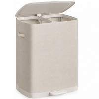 SONGMICS Cos de rufe cu capac, 160 L, 2 compartimente pentru sortarea hainelor, saci interiori detasabili cu manere pentru transport si golire usoara, SONGMICS Cos de rufe cu capac, 160 L, 2 compartimente pentru sortarea hainelor, saci interiori detasabili cu manere pentru transport si golire usoara,