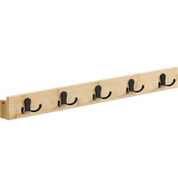 SONGMICS Cuier de perete pentru hol sau baie, 5 carlige duble, 5x70x7 cm, maro natural SONGMICS Cuier de perete pentru hol sau baie, 5 carlige duble, 5x70x7 cm, maro natural
