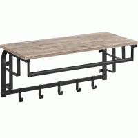 VASAGLE Cuier perete cu polita, bara si 5 carlige, 66x27x30 cm, gri VASAGLE Cuier perete cu polita, bara si 5 carlige, 66x27x30 cm, gri