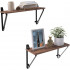 VASAGLE Rafturi de perete suspendate, set 2 bucati, 60x20x33cm, stil industrial, maro rustic si negru [7]