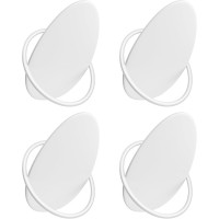 SONGMICS Set 4 carlige perete, design oval din otel, 5 kg per carlig, 9x5x7 cm, alb perlat