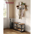 VASAGLE Cuier hol 2 piese cu banca si suport pantofi, 7 carlige, 2 polite, PAL si cadru metalic, 73x30x45 cm, maro rustic [4]